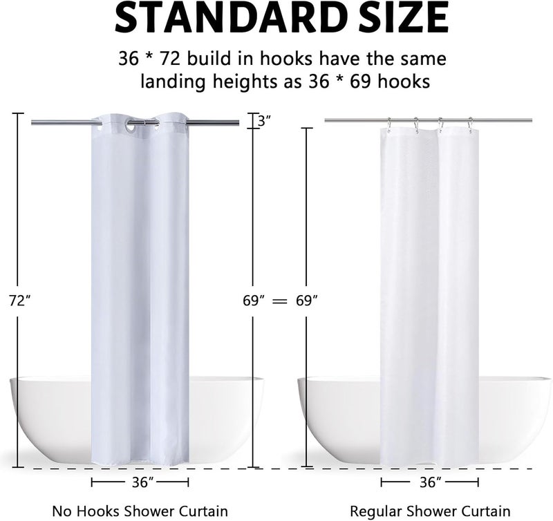 Furlinic White No Hook Small Stall Shower Curtain 36x72 Inch,Polyester Fabric Waterproof Rv Camper Shower Curtains with 4 Plastic Split Grommets,Narrow Half Size Hotel Decorative Bathroom Curtains - Image 3